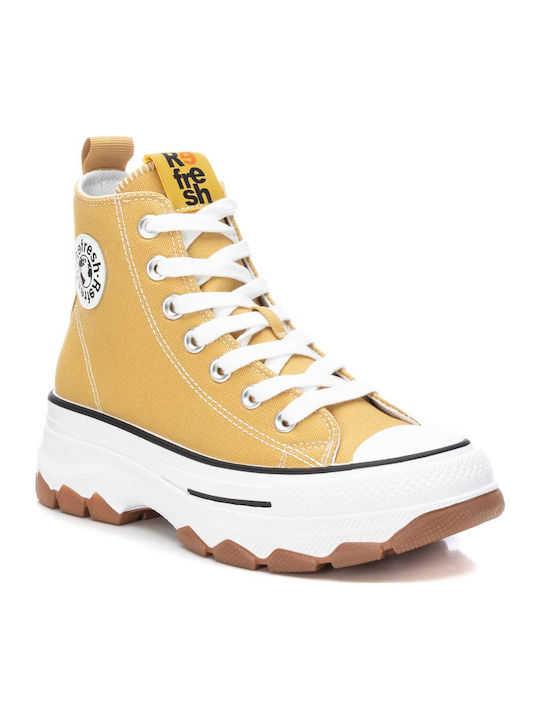 Vegan Γυναικεία Flatforms Μποτάκια Κίτρινο