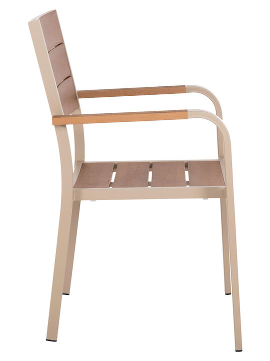 Scaun De Exterior Din Aluminiu Saga Șampanie 55x52x86cm
