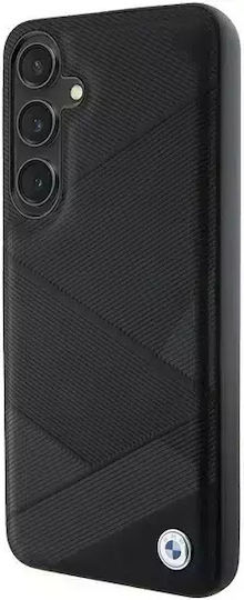 BMW Signature Leather Crossing Lines Pattern Back Cover Leather Black (Galaxy S24+)