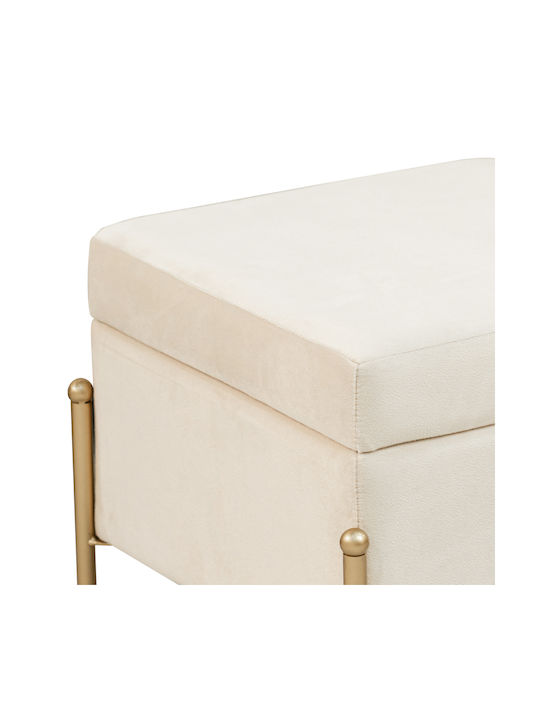 Stool For Living Room With Storage Space Upholstered with Velvet Panton Cream-gold 40x40x36.5cm