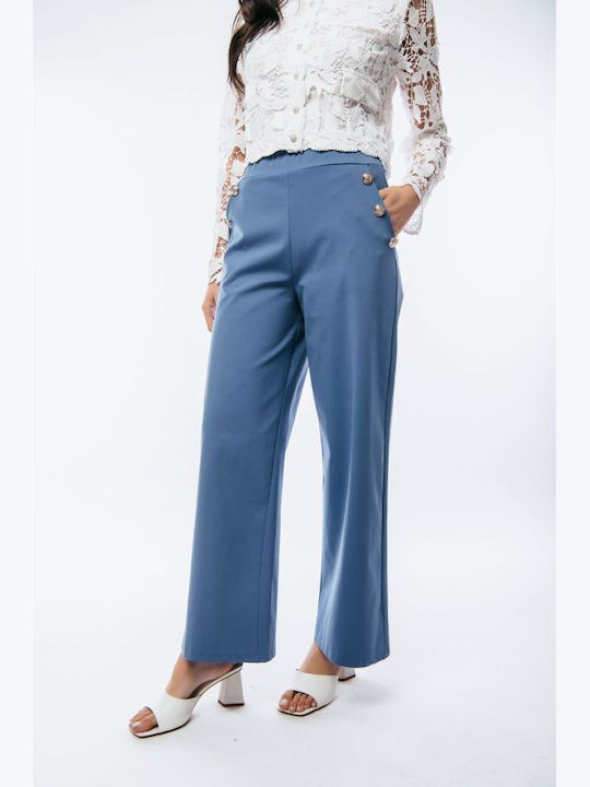 BelleFille Women's Fabric Trousers Blue