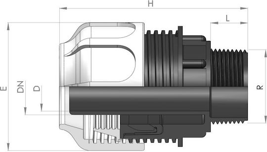 Bucchi Male Pipe Niple Fittings Polypropylene 0102004.050932