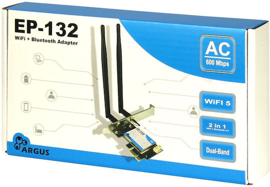 Network Card Inter-tech Wi-fi 5 Pcie Adapter Ep-132 Antenne Bluetooth 4.2