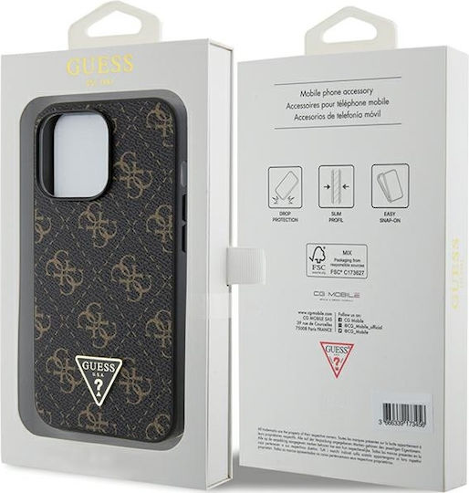 Guess Triangle Metal Logo Umschlag Rückseite Synthetisches Leder Schwarz (iPhone 14 Pro Max)