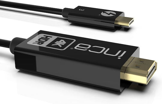 Inca Cable HDMI male - USB-C male 1m Μαύρο