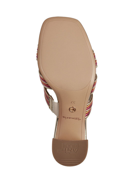 Mules with Chunky Heel in Gold Color