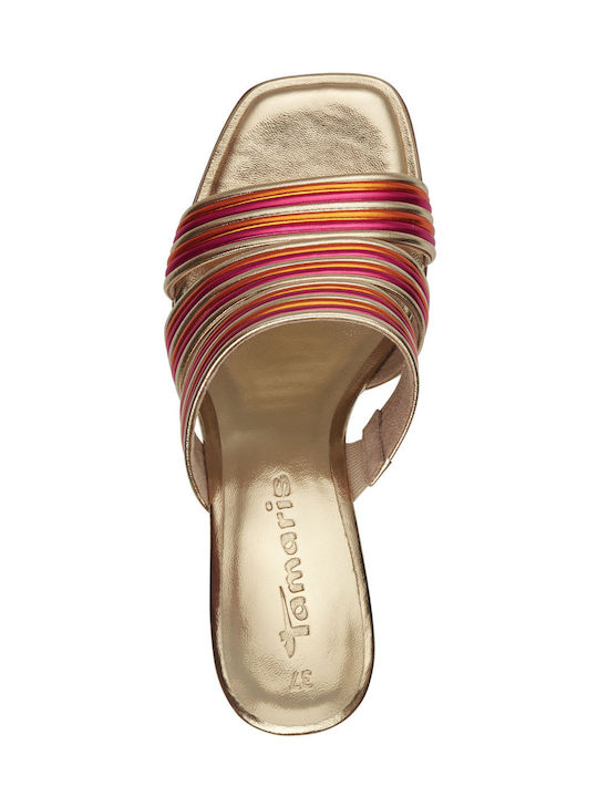 Mules with Chunky Heel in Gold Color