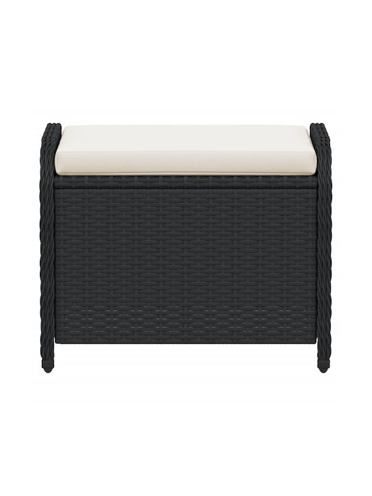 Garden Stool Cube Outdoor Rattan with Cushion Black 58x46x46cm