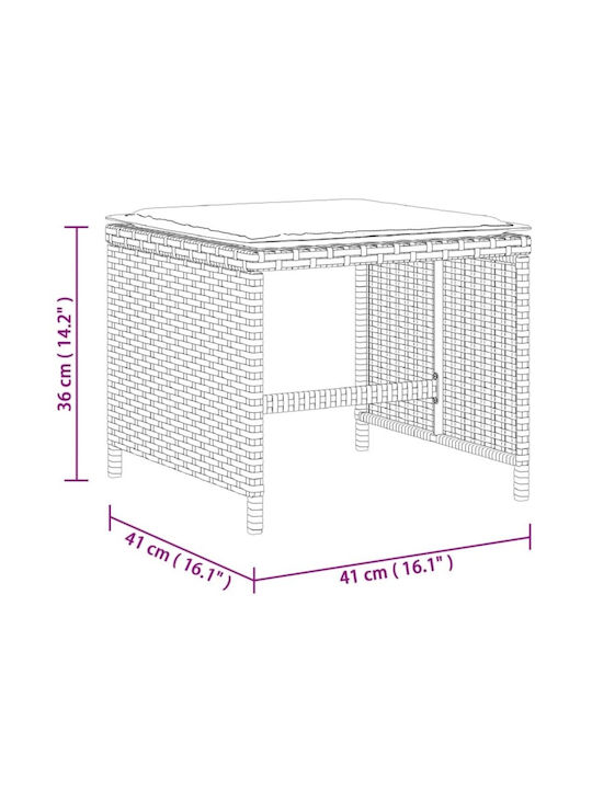 Garden Stool Cube Outdoor Rattan with Cushion Brown 4 Pieces 41x41x36cm