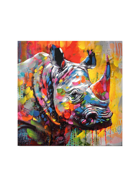 Inart Rhinocer Painting on Canvas 80x80cm