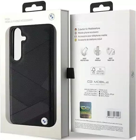 BMW Signature Leather Crossing Lines Pattern Back Cover Δερμάτινο Μαύρο (Galaxy S24)