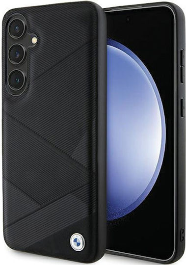 BMW Signature Leather Crossing Lines Pattern Back Cover Δερμάτινο Μαύρο (Galaxy S24)