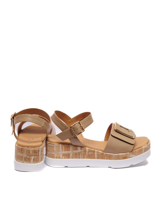 Damenplattformen Beige