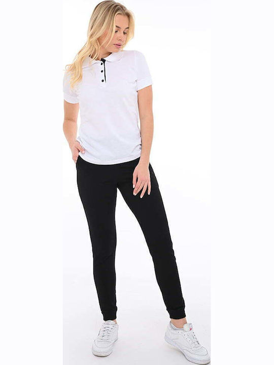 Damen Sportlich Polo Bluse Kurzarm Weiß