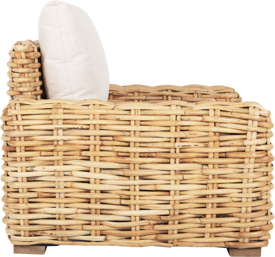 Fotoliu de exterior Lemn Natural-white cu pernă 110x88x70cm
