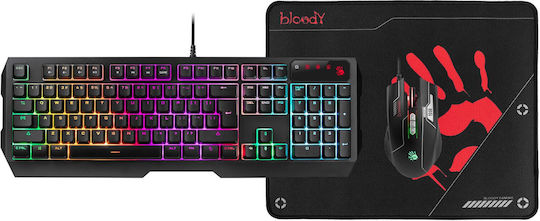 A4Tech A4TKLA47265 Set Gaming Tastatur mit RGB-Beleuchtung & Maus (Englisch US)