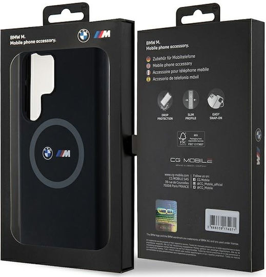 BMW M Silicone Printed Ring Magsafe Umschlag Rückseite Kunststoff / Silikon Schwarz (Galaxy S24 Ultra)