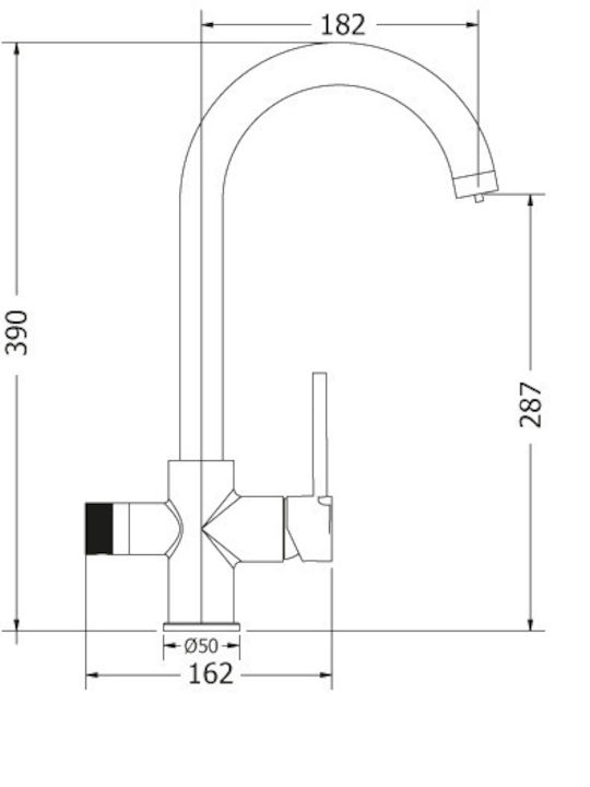 Viospiral Line Μπαταρία Κουζίνας Πάγκου Μαύρη