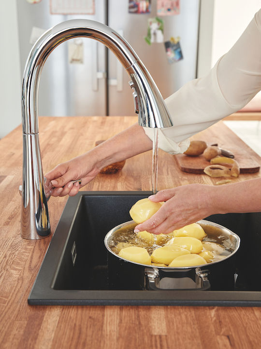 Grohe Zedra Touch Смесител За Кухня Настолен С Подвижен Душ Сребрист