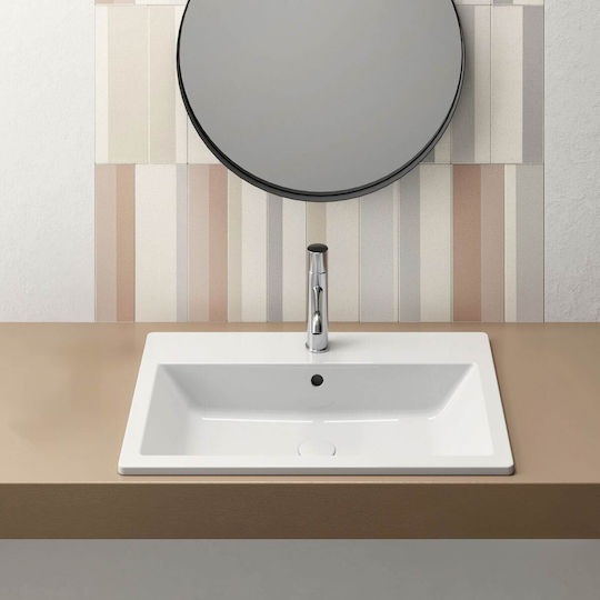 GSI Kube-x Aufgesetztes Waschbecken Porzellan 70x46x13cm Weiß