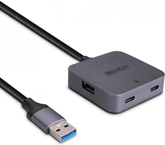 Lindy USB-Hub 4 Anschlüsse USB 3.0 mit USB-A Anschluss Grau