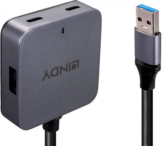 Lindy USB-Hub 4 Anschlüsse USB 3.0 mit USB-A Anschluss Grau