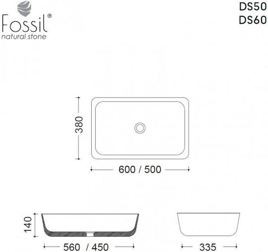 Fossil Επικαθήμενος Νιπτήρας Μαρμάρινος 50x38cm Carrara Nuovo Fossil Επικαθήμενος Νιπτήρας Μαρμάρινος 50x38cm Carrara Nuovo