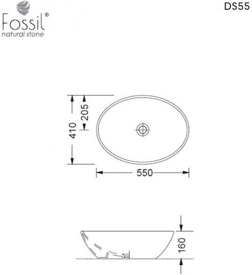 Fossil Надеждна мивка мрамор 55x41cm Emperador Pale