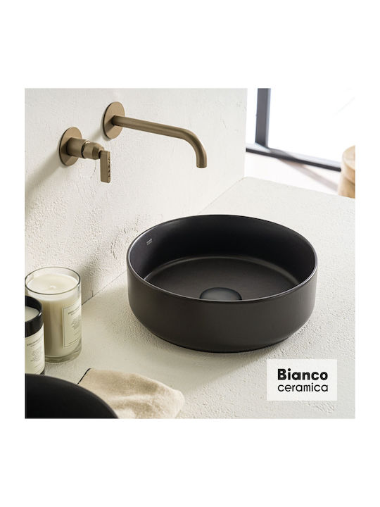 Bianco Ceramica Pe blat Lavoar Porțelan 36x36cm Anthracite Matt