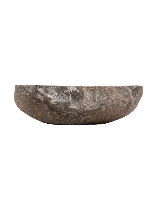 HomeMarkt Επικαθήμενος Νιπτήρας Πέτρινος 55x44x16cm Γκρι