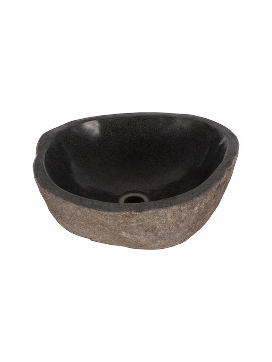 HomeMarkt Επικαθήμενος Νιπτήρας Πέτρινος 55x44x16cm Γκρι
