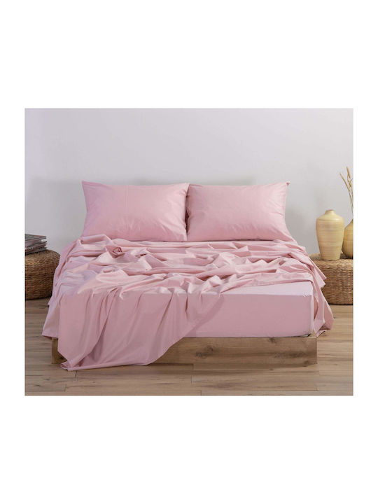 Nef-Nef Homeware Sheet for Single Bed with Elastic 100x200+30cm. Basic 011710 1011 Pink