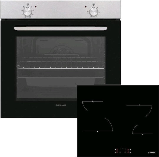 Pyramis PO78010008SIX + PHC61410FMB Фурна над плот 78лт с керамични котлони Ш59.5см.