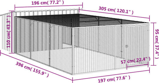 vidaXL Парк за Кучета в Сив Цвят 110 x 110 x 110см.