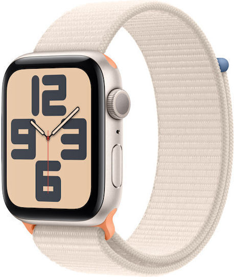 Apple Watch SE 2023 Aluminium 40mm Αδιάβροχο με Παλμογράφο (Starlight με Starlight Sport Loop)