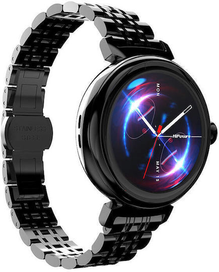 HiFuture Aura Edelstahl Smartwatch mit SIM und Pulsmesser (Schwarz)