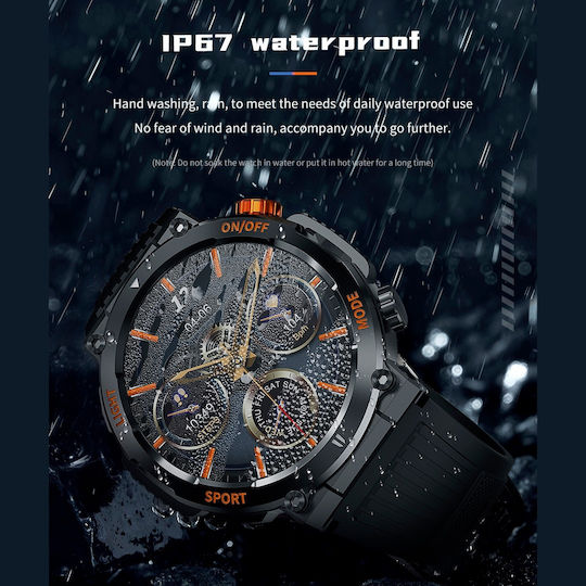 Microwear HT17 Smartwatch με Παλμογράφο (Μαύρο)