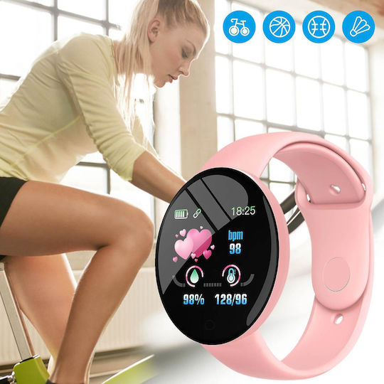 D18 Smartwatch with Heart Rate Monitor (Pink)