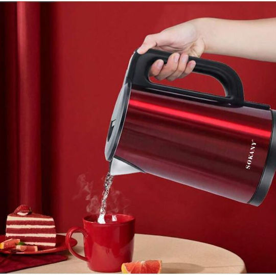 Sokany Kettle 2.5lt 1500W Red