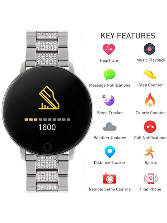 Reflex Active Series 05 42mm Smartwatch με Παλμογράφο (Stoneset Silver)