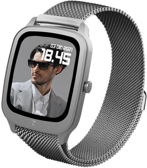 Techmade Vision Smartwatch με Παλμογράφο (Silver Metal)