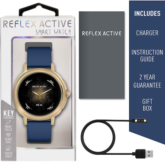 Reflex Active Series 25 Stainless Steel 38mm Smartwatch with Heart Rate Monitor (Navy Gold)