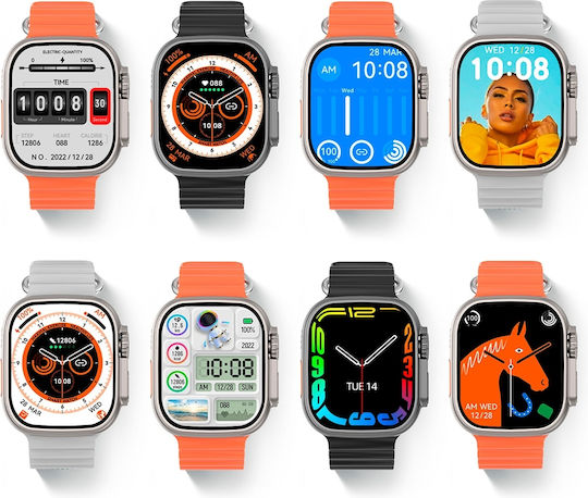 NO.1 DT8 Ultra+ Smartwatch με Παλμογράφο (Πορτοκαλί)