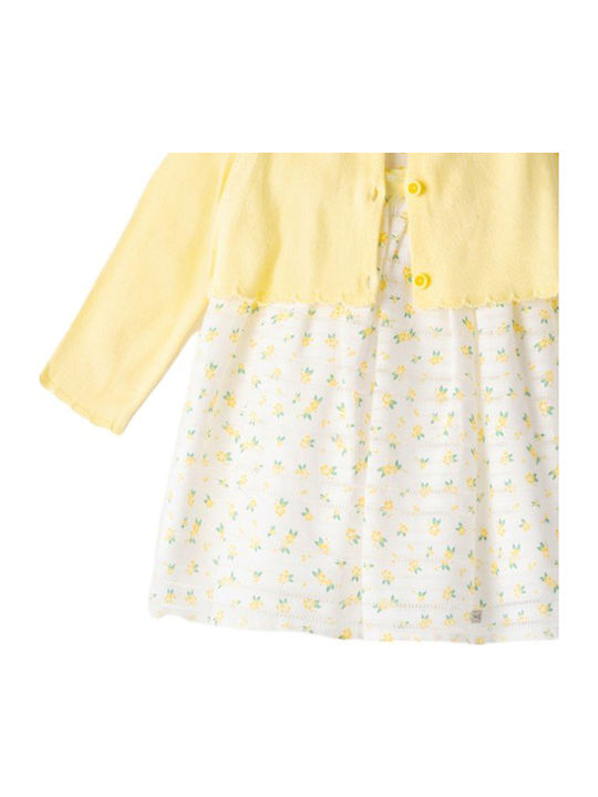 Mädchenkleid Kurzärmelig Tüll Floral Gelbes