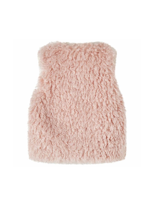 vidaXL Kids Fur Coat Sleeveless Light Pink