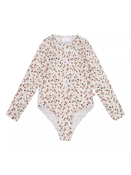 Swim Essentials Kinder Badebekleidung UV-Schutz (UV) Langarm-Einteiler 2020SE504 Offwhite Kahki Leopard