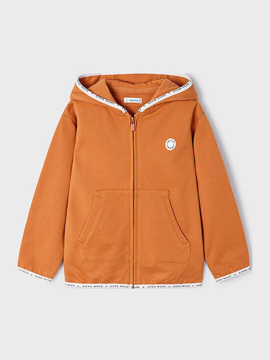 Kinderstrickjacke Baumwolle mit Kapuze Pfeffer (Paprika)