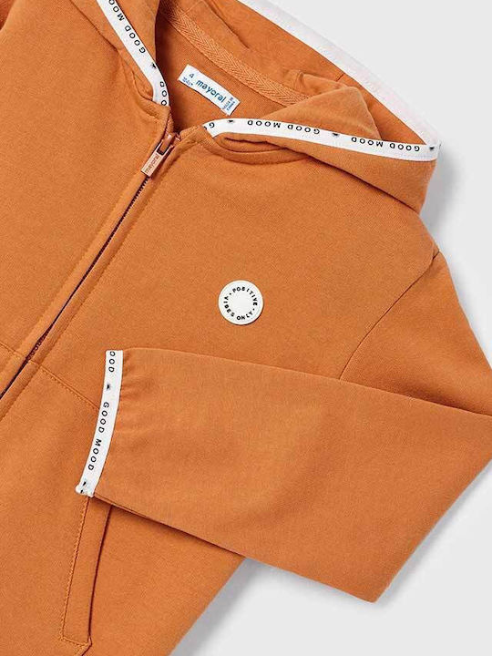 Kinderstrickjacke Baumwolle mit Kapuze Pfeffer (Paprika)