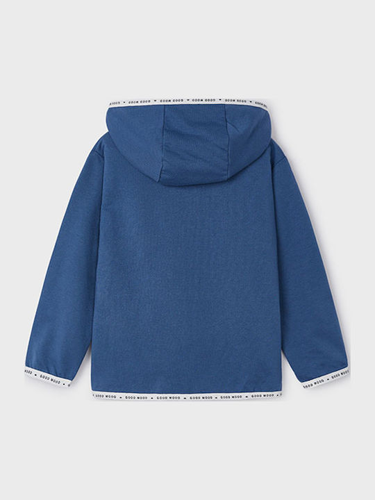 Kinderstrickjacke Baumwolle mit Kapuze Blau (#