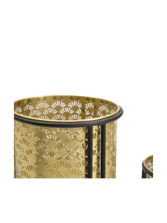 Set of 2 pieces of Metal Boxes Gold color Black paint Ø 23x35-20x28 H